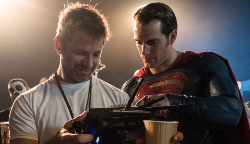 Zack Snyder and Superman (Henry Cavill) on the set of BvS. Cavill is back this time, but his part in the story is a mystery.